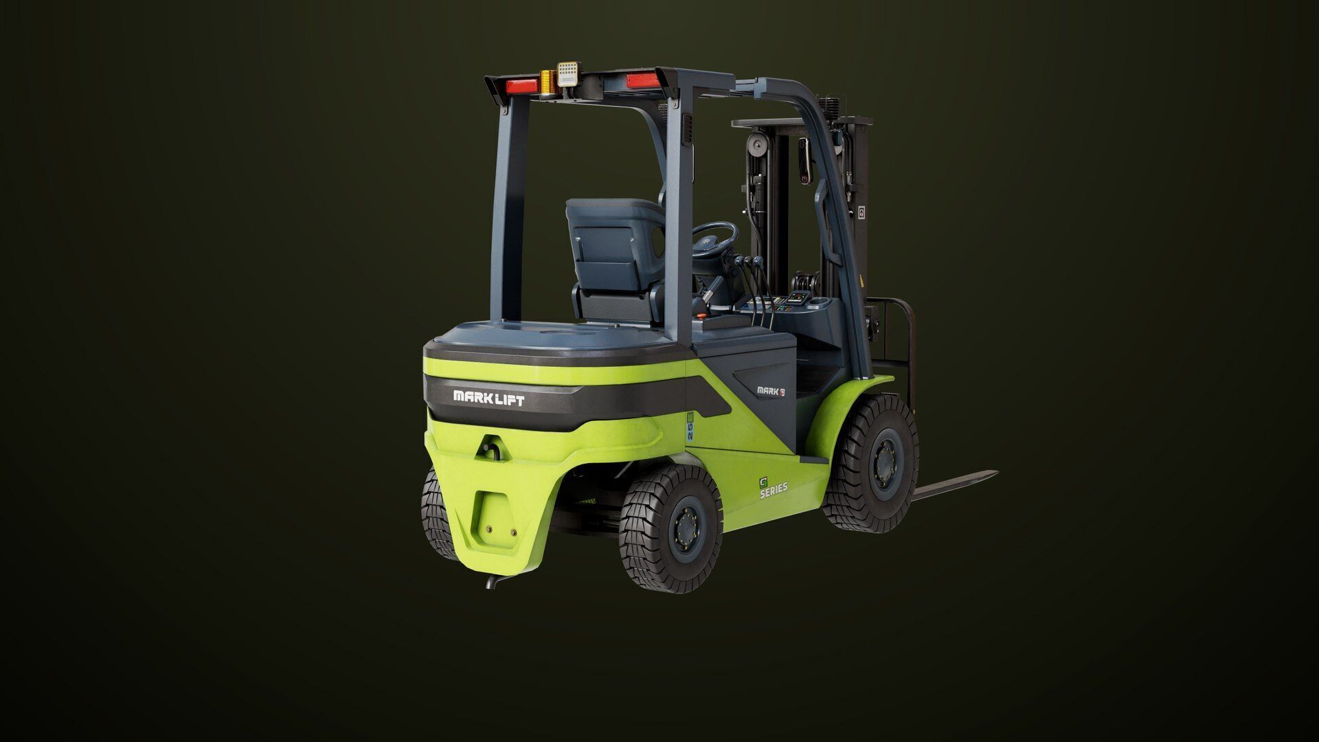 Forklift Truck03 Green All PBR Unity UE Textures Low-poly 3D model_4