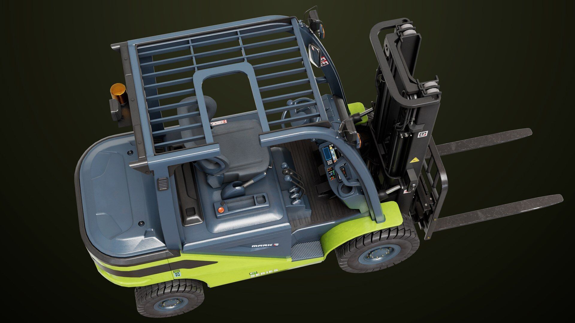 Forklift Truck03 Green All PBR Unity UE Textures Low-poly 3D model_22