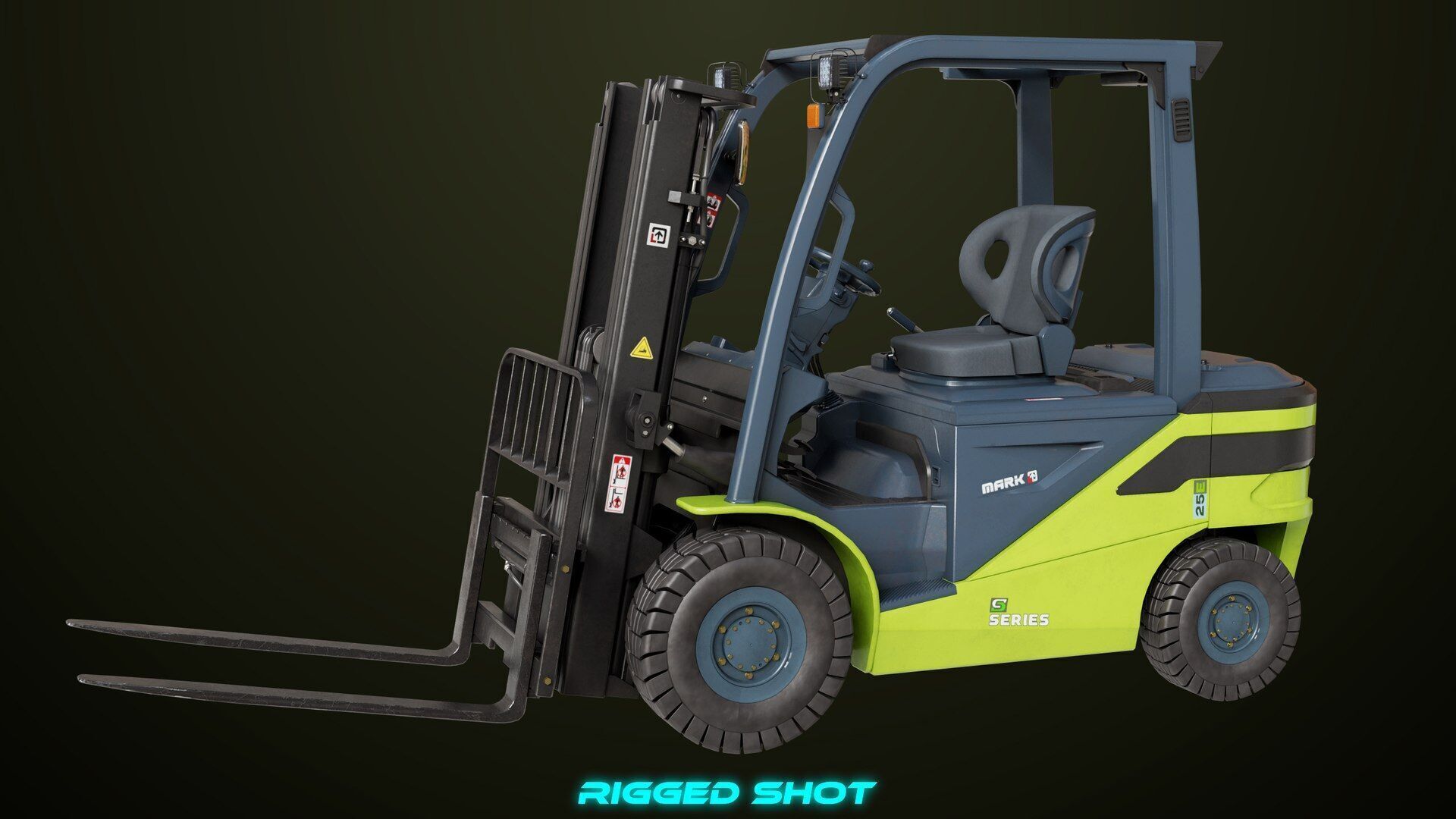 Forklift Truck03 Green All PBR Unity UE Textures Low-poly 3D model_9