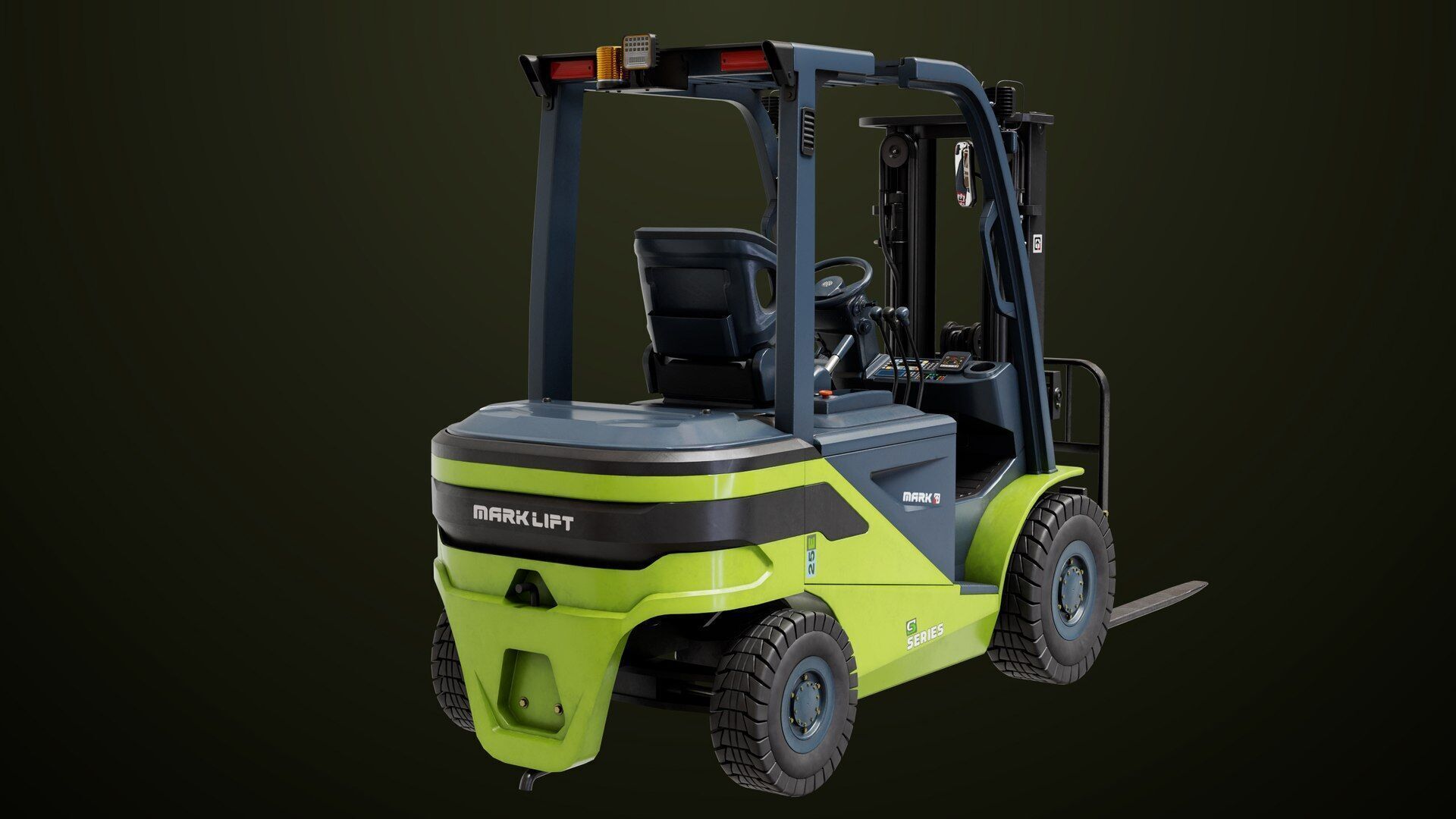 Forklift Truck03 Green All PBR Unity UE Textures Low-poly 3D model_23