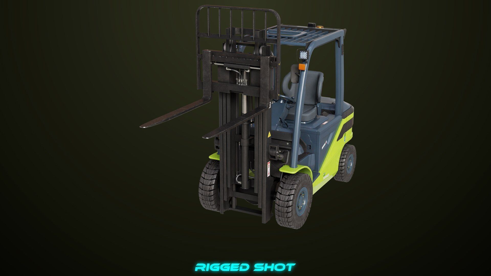 Forklift Truck03 Green All PBR Unity UE Textures Low-poly 3D model_7