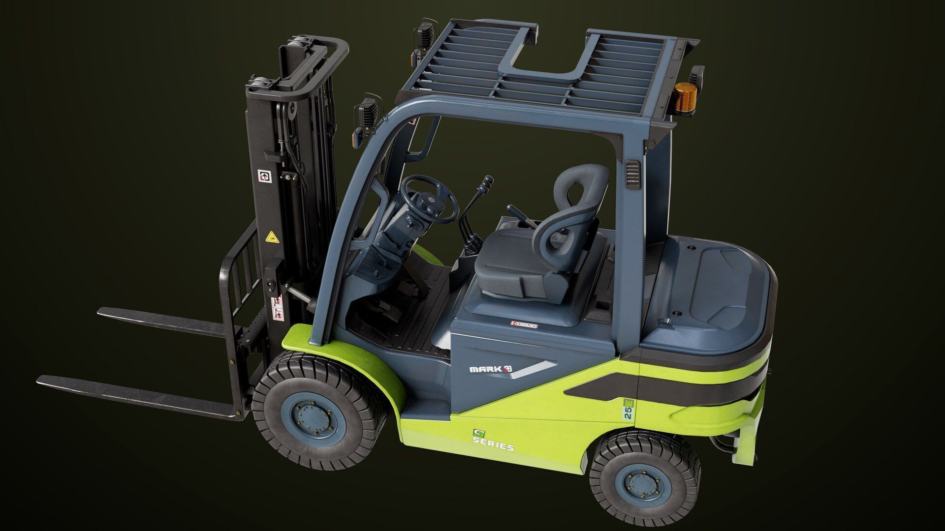 Forklift Truck03 Green All PBR Unity UE Textures Low-poly 3D model_15
