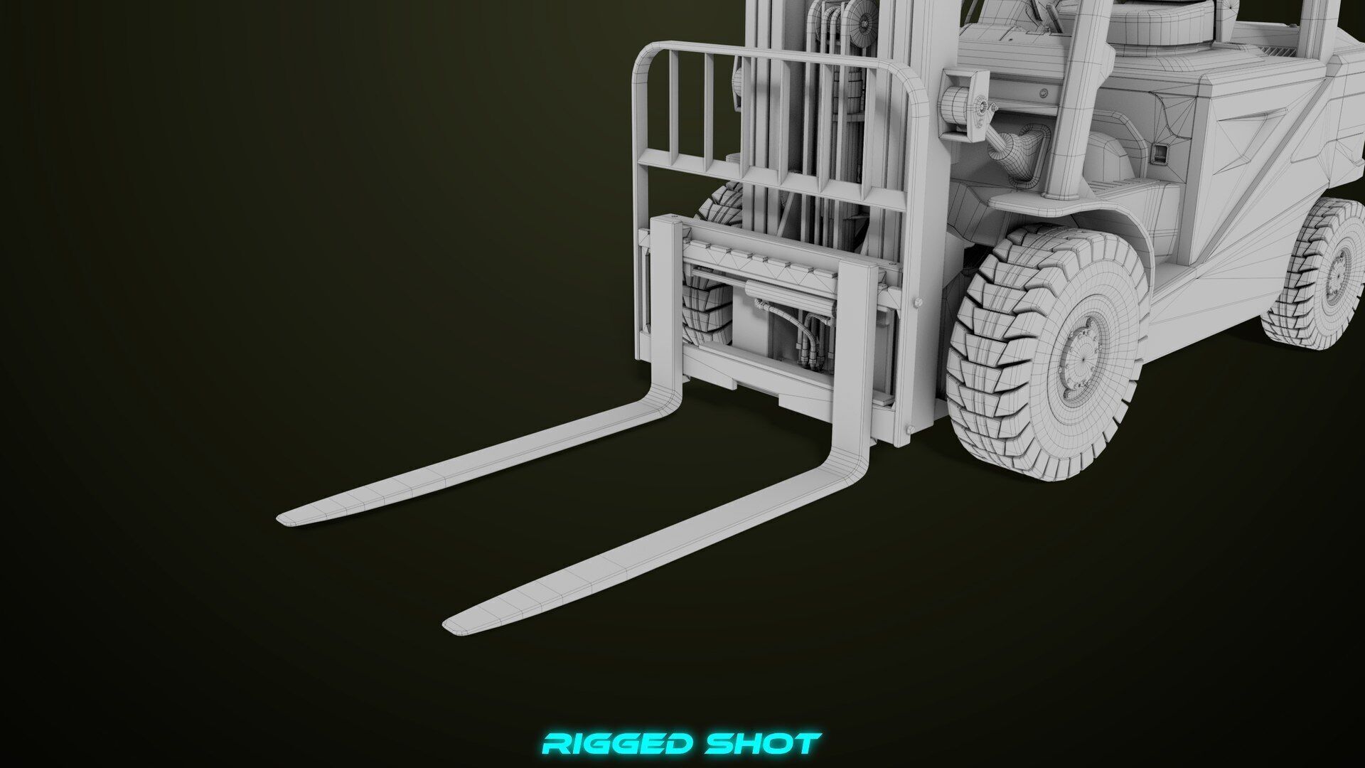 Forklift Truck03 Green All PBR Unity UE Textures Low-poly 3D model_43