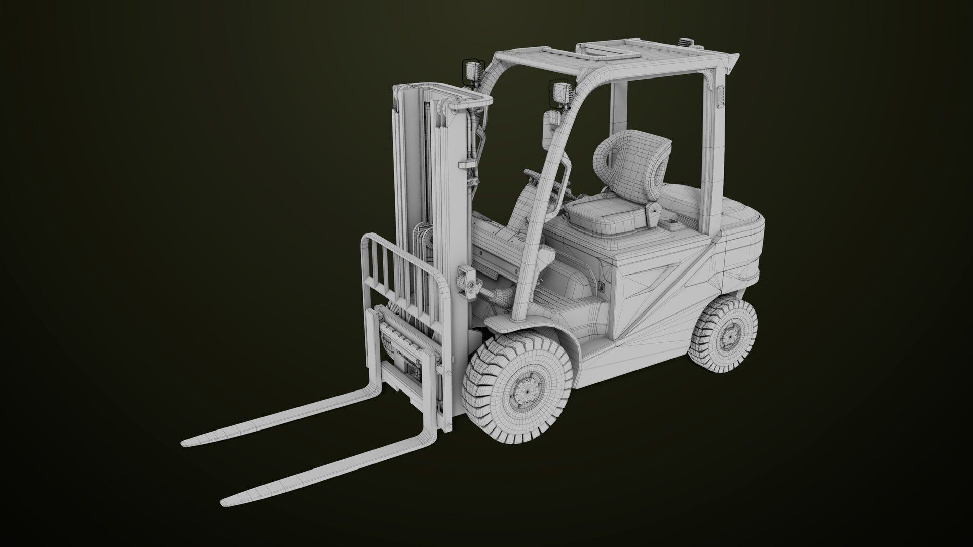 Forklift Truck03 Green All PBR Unity UE Textures Low-poly 3D model_32