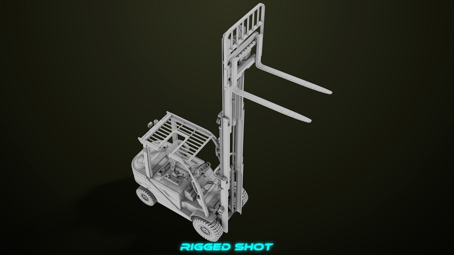 Forklift Truck03 Green All PBR Unity UE Textures Low-poly 3D model_41