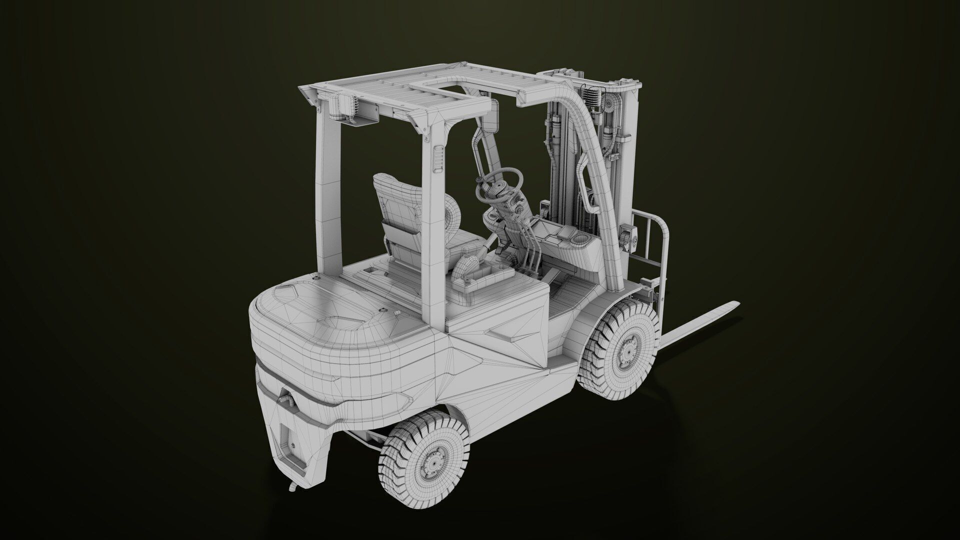 Forklift Truck03 Green All PBR Unity UE Textures Low-poly 3D model_34