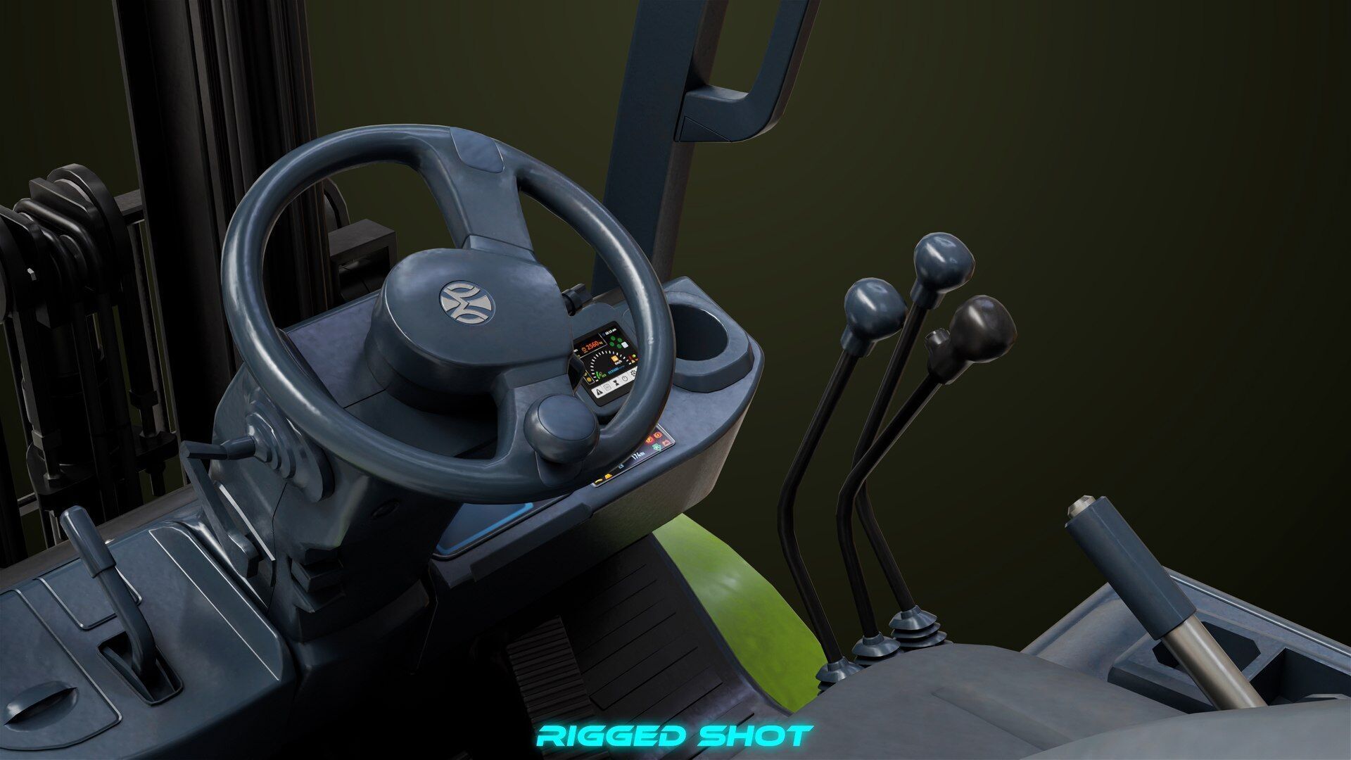 Forklift Truck03 Green All PBR Unity UE Textures Low-poly 3D model_12