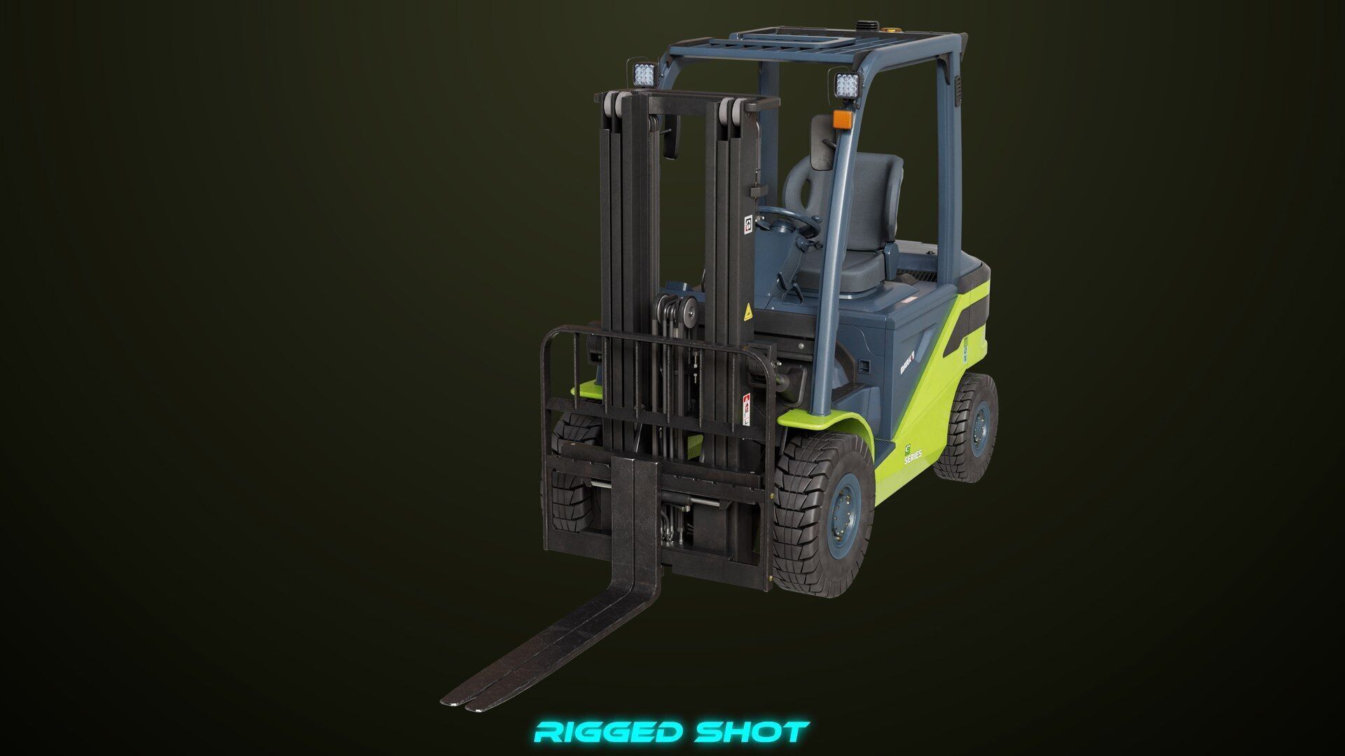 Forklift Truck03 Green All PBR Unity UE Textures Low-poly 3D model_5