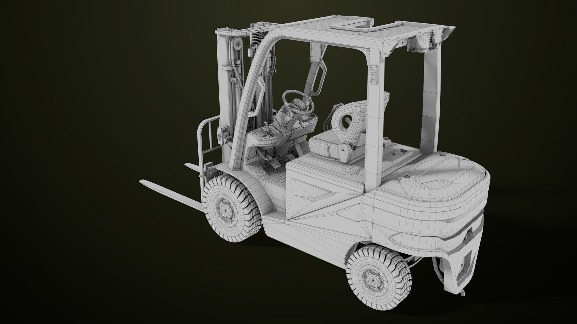 Forklift Truck03 Green All PBR Unity UE Textures Low-poly 3D model_45