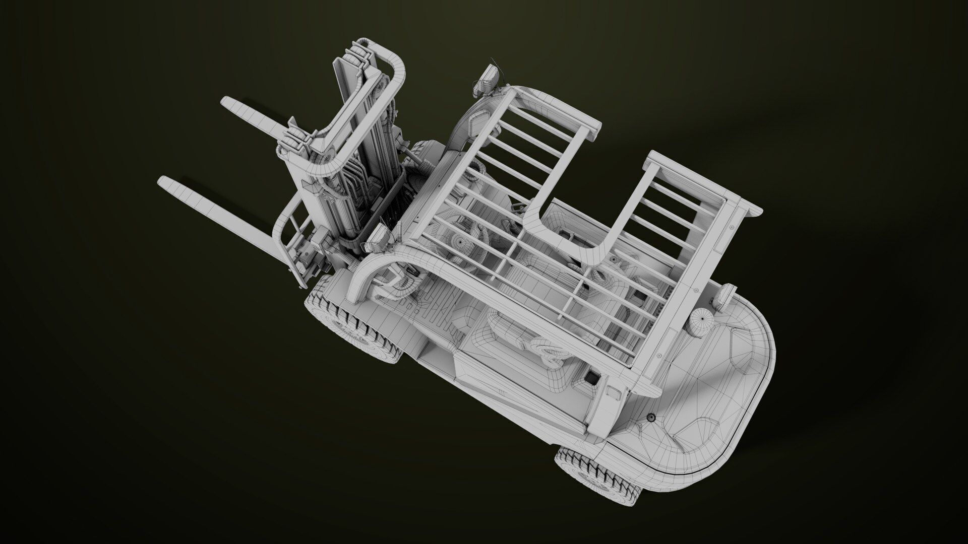 Forklift Truck03 Green All PBR Unity UE Textures Low-poly 3D model_51