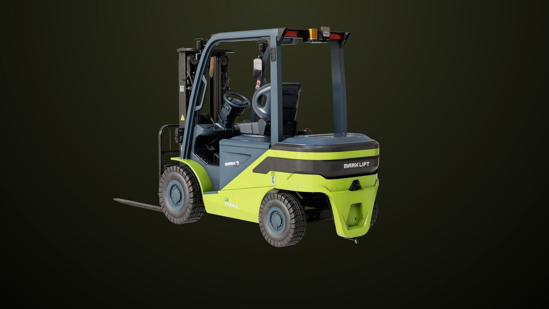 Forklift Truck03 Green All PBR Unity UE Textures Low-poly 3D model_14
