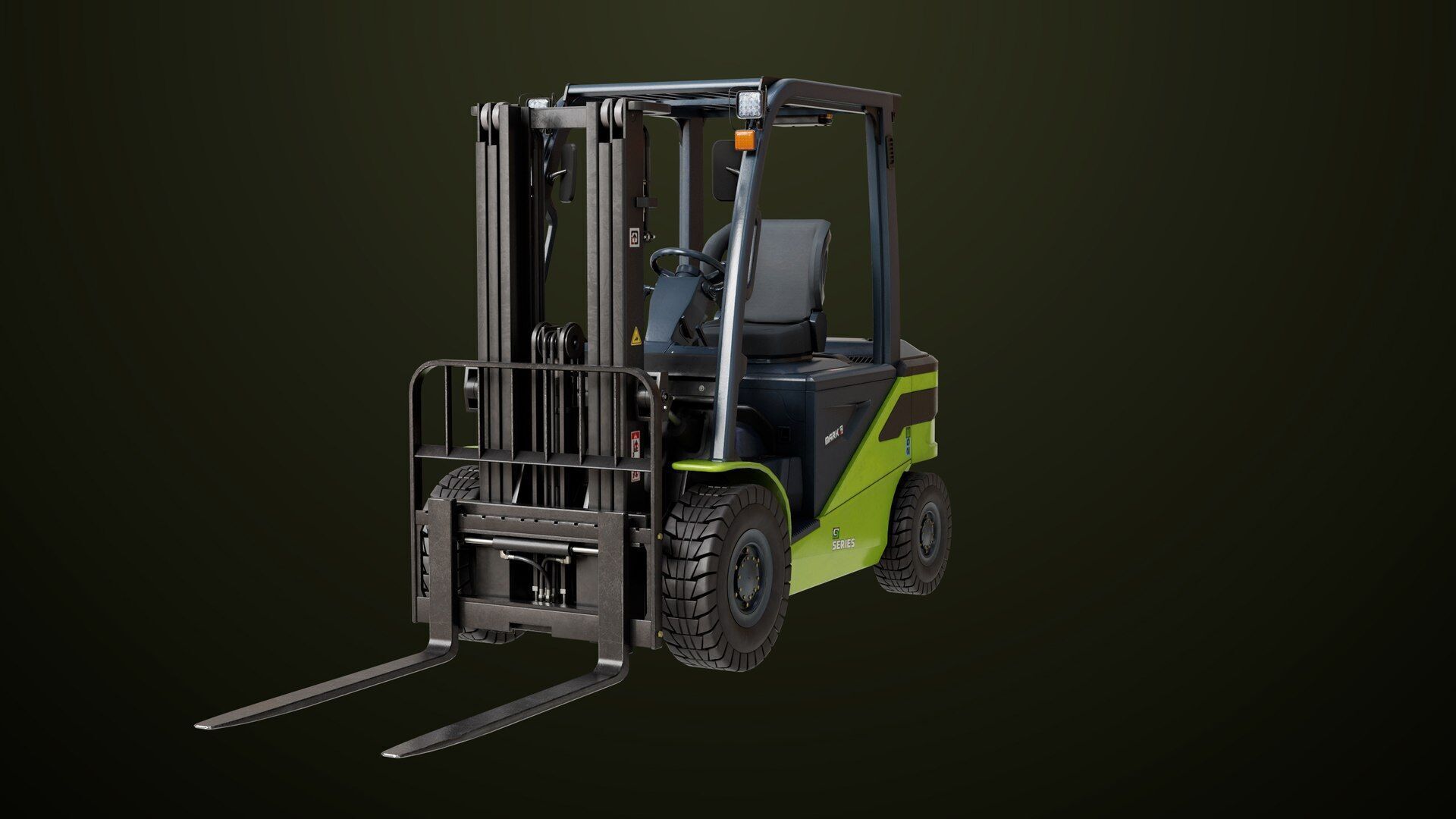 Forklift Truck03 Green All PBR Unity UE Textures Low-poly 3D model_3