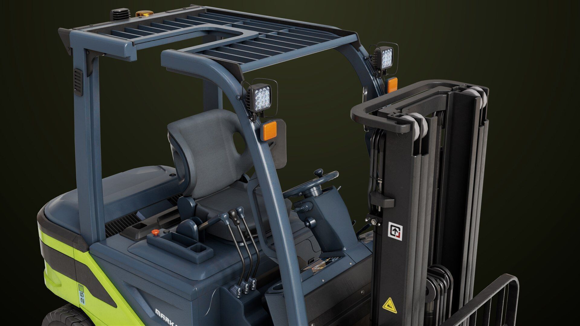 Forklift Truck03 Green All PBR Unity UE Textures Low-poly 3D model_21