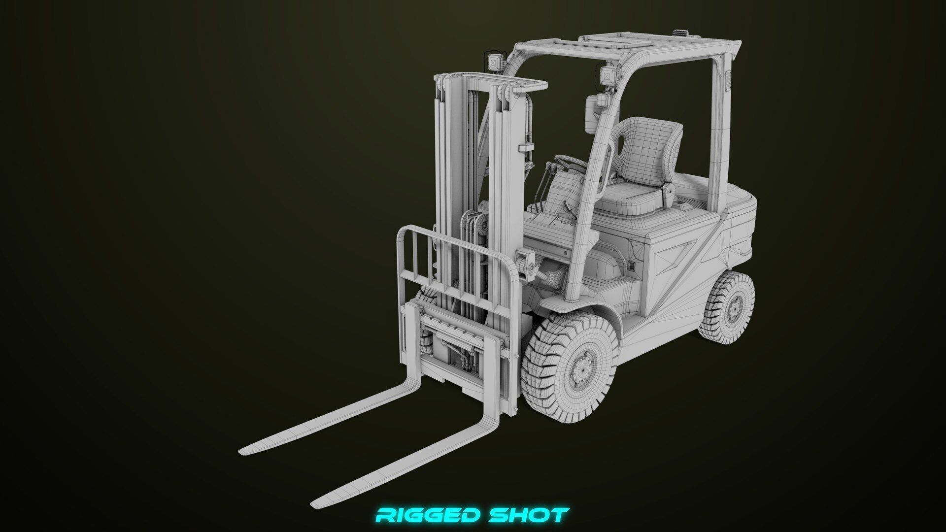 Forklift Truck03 Green All PBR Unity UE Textures Low-poly 3D model_38