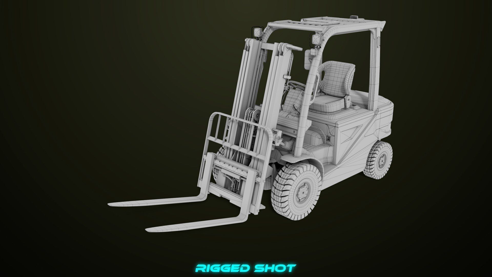 Forklift Truck03 Green All PBR Unity UE Textures Low-poly 3D model_39