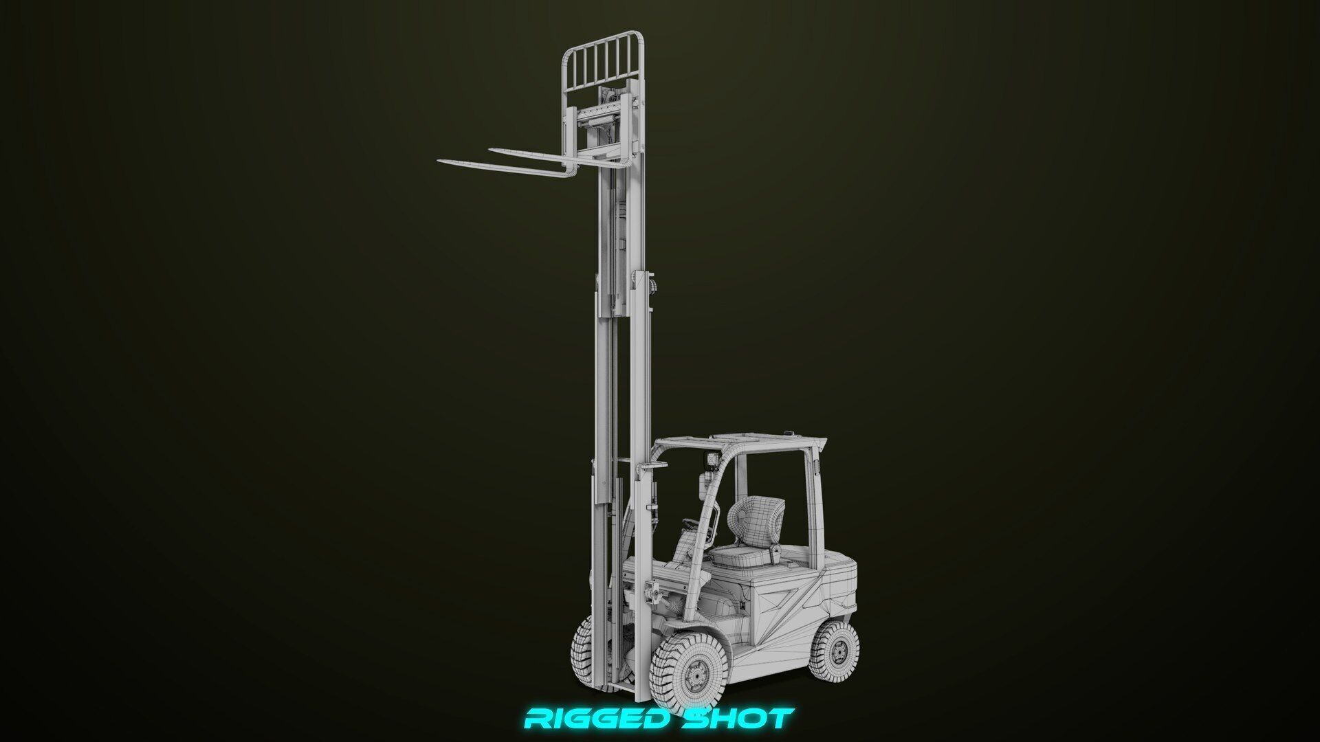 Forklift Truck03 Green All PBR Unity UE Textures Low-poly 3D model_40