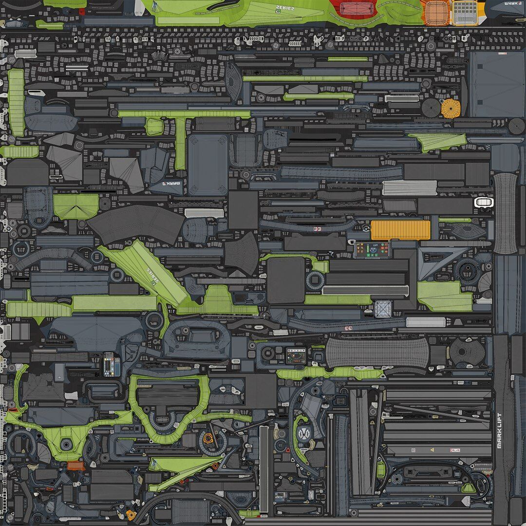 Forklift Truck03 Green All PBR Unity UE Textures Low-poly 3D model_53