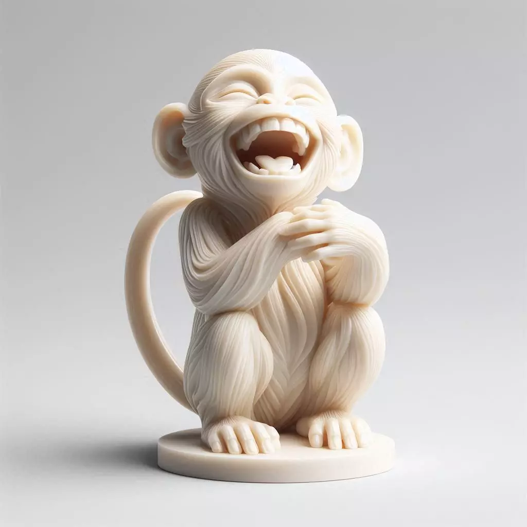 544 Laughing Monkey 3D Printed Full Figure Statue 3D print model_0