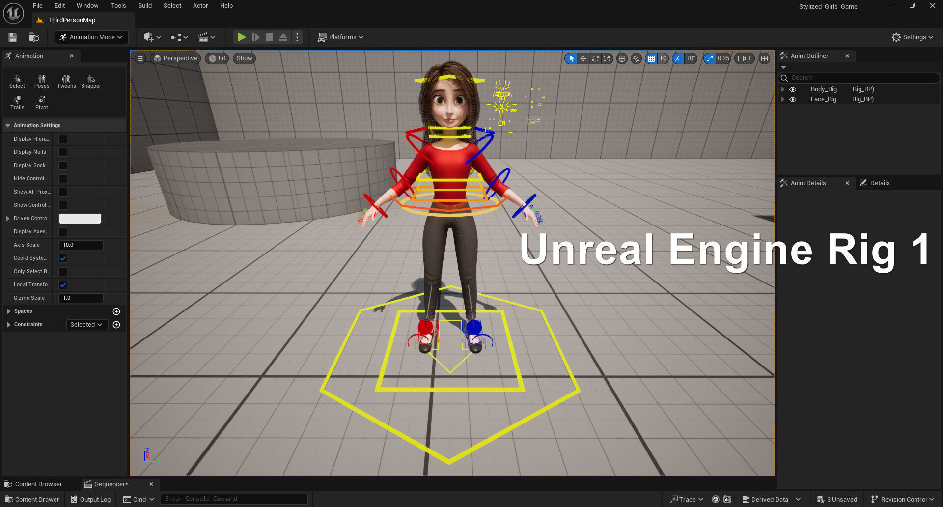 3D Stylized Cartoon Girl Full Body and Facial Rigged Character Low-poly 3D model_14