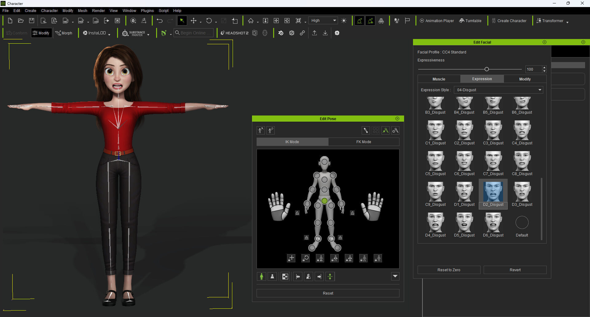 3D Stylized Cartoon Girl Full Body and Facial Rigged Character Low-poly 3D model_16