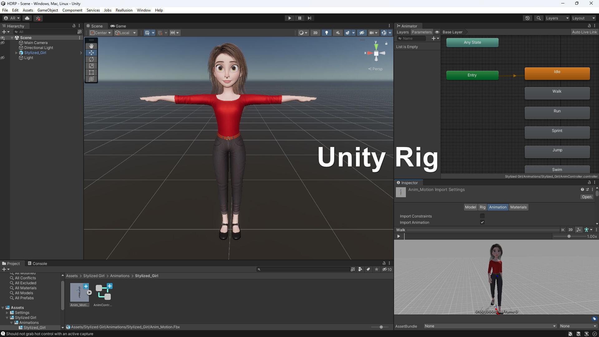 3D Stylized Cartoon Girl Full Body and Facial Rigged Character Low-poly 3D model_13