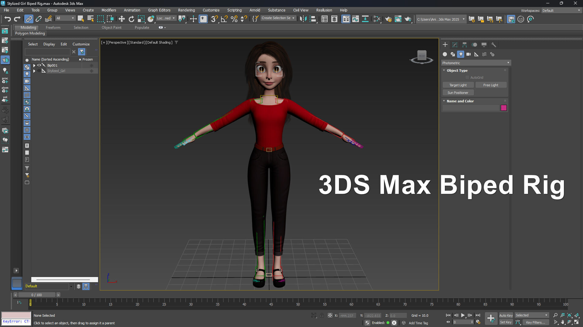 3D Stylized Cartoon Girl Full Body and Facial Rigged Character Low-poly 3D model_11