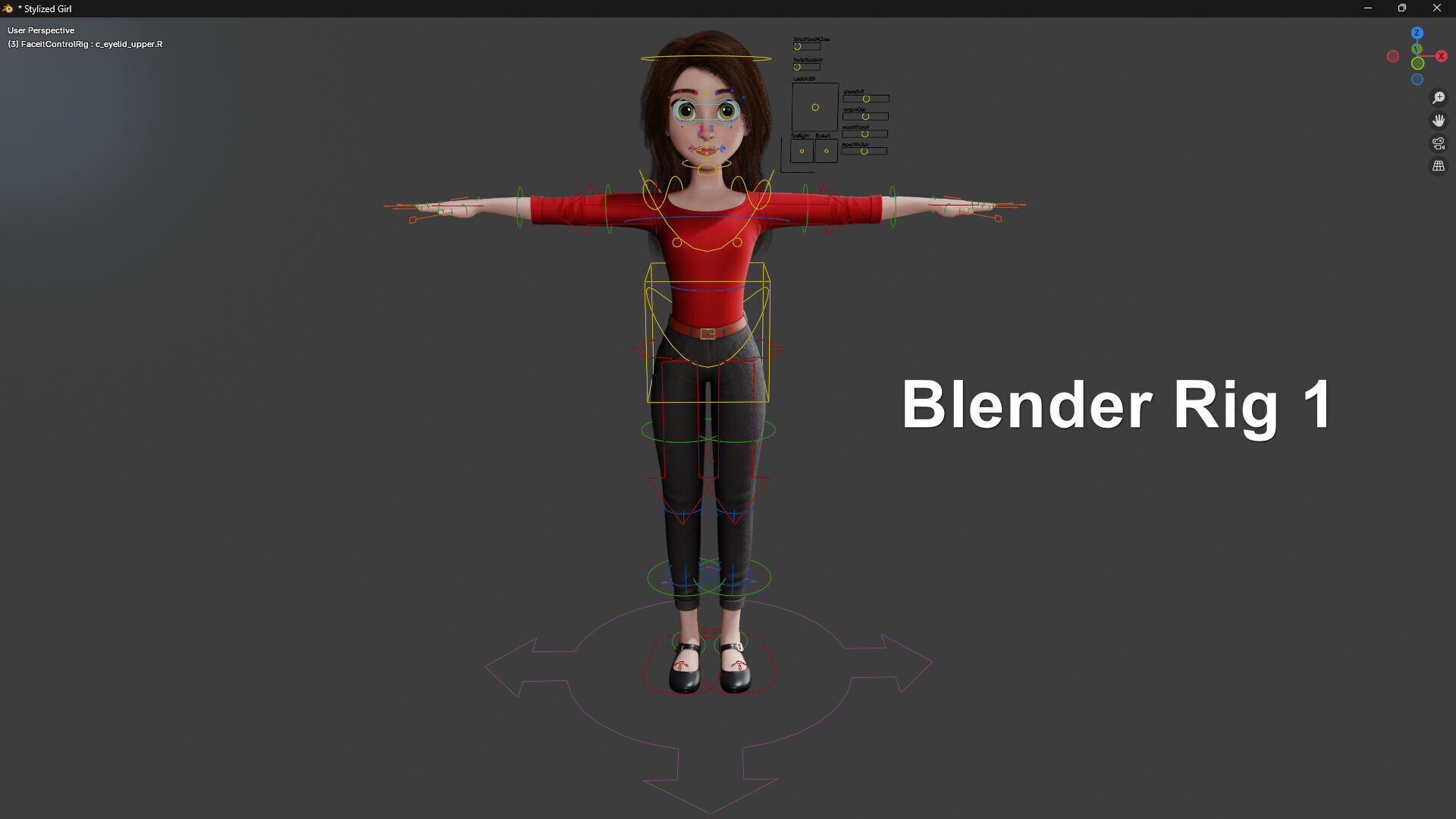 3D Stylized Cartoon Girl Full Body and Facial Rigged Character Low-poly 3D model_8