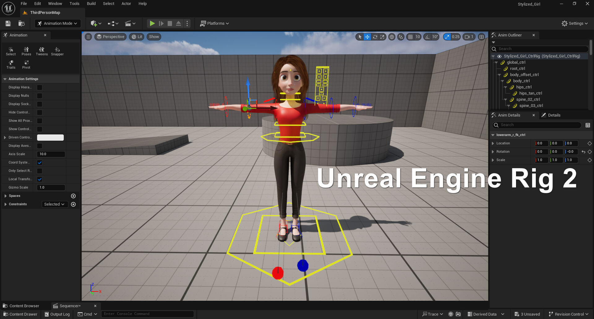 3D Stylized Cartoon Girl Full Body and Facial Rigged Character Low-poly 3D model_15