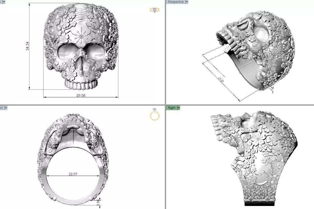 skull ring 3D print model_0