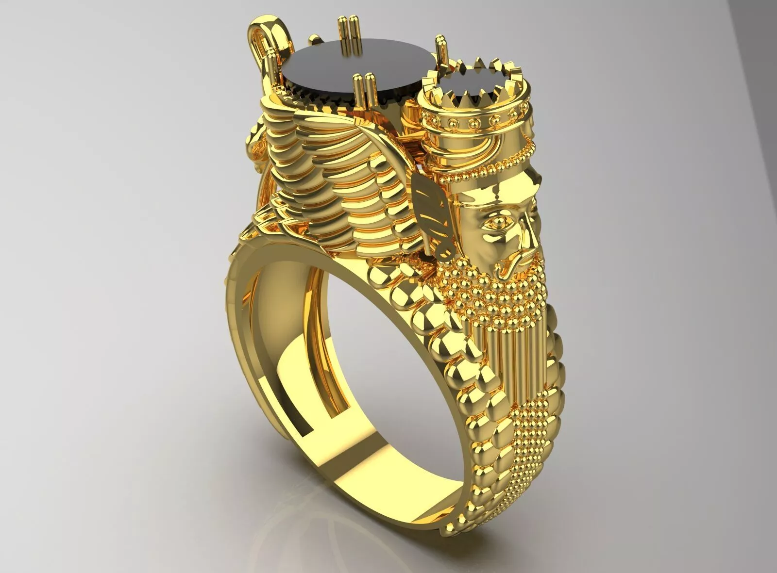 Man ring Achaemenid design with black gem model mr0197 3D print model