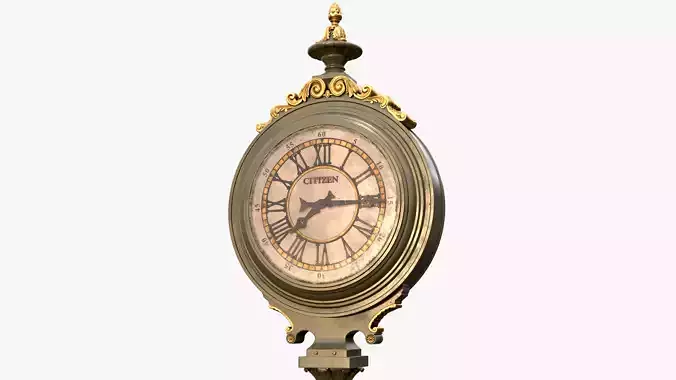 Street Clock Hight Low Poly