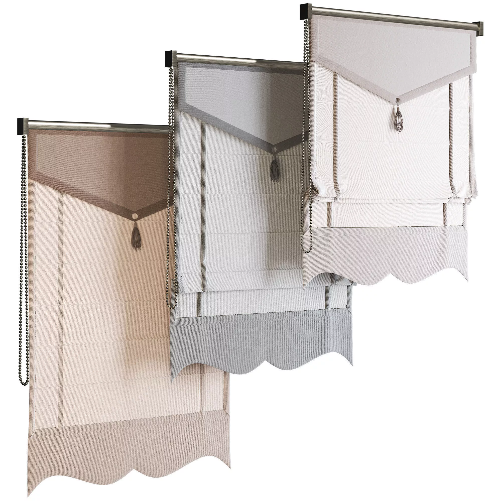 Roman Blinds Curtain Set Low-poly 3D model