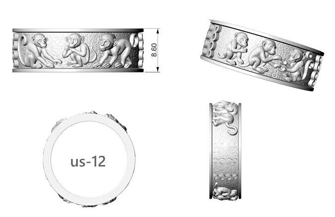 monkey ring 3D print model