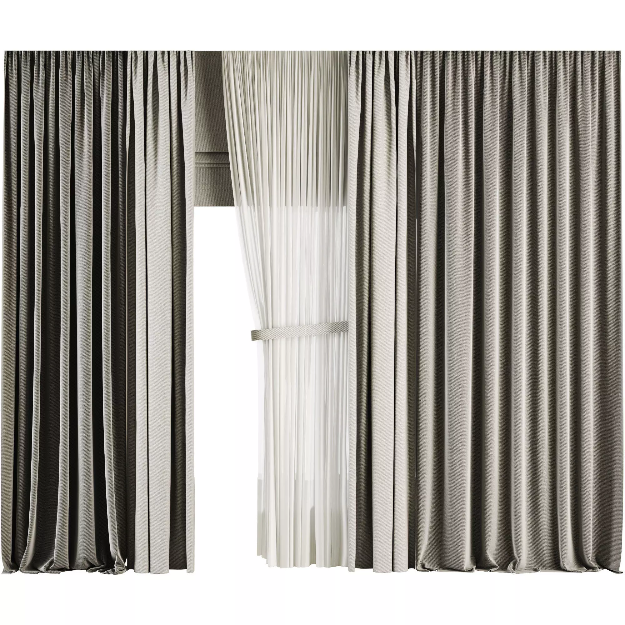 Silk and Cotton Curtain Low-poly 3D model_0
