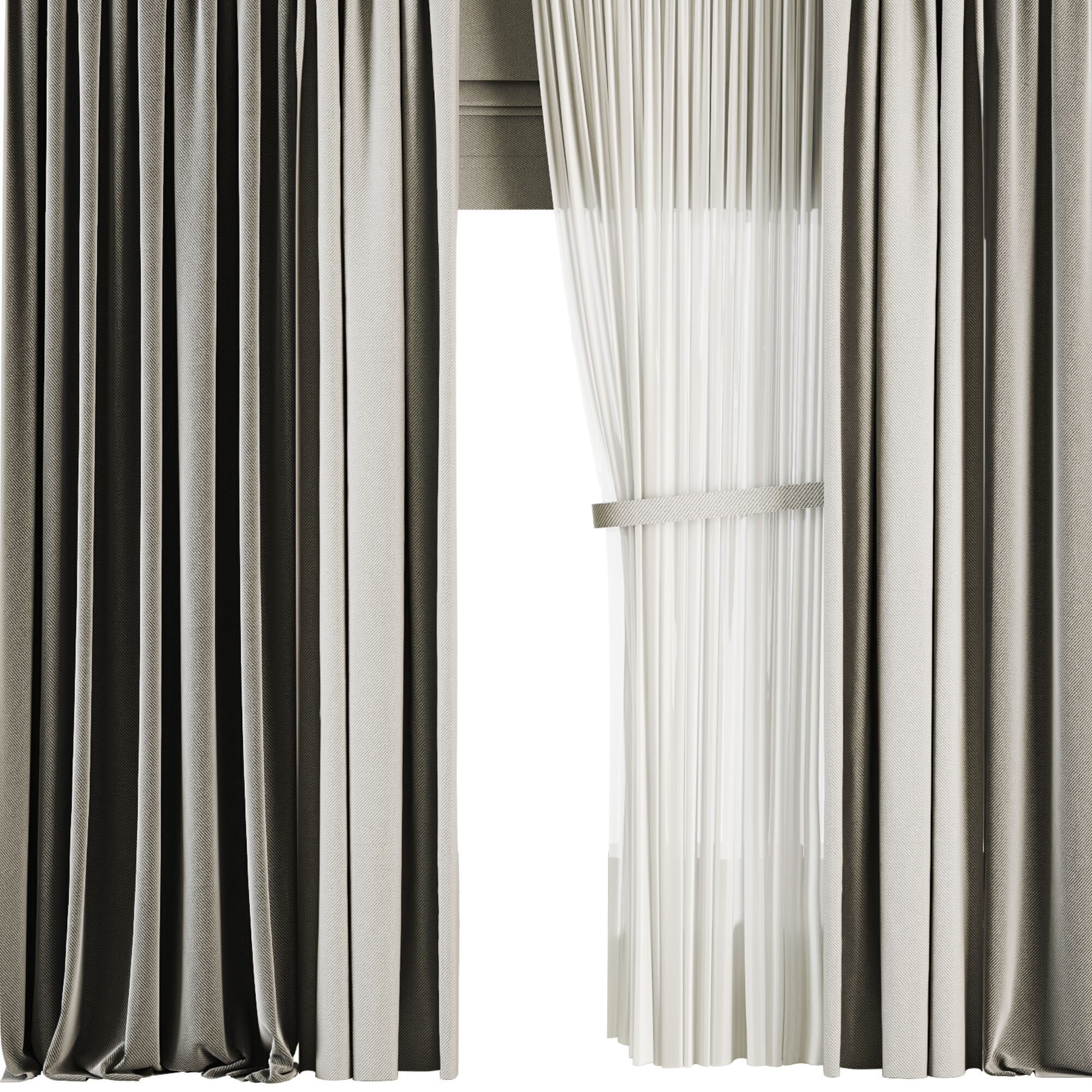 Silk and Cotton Curtain Low-poly 3D model_1