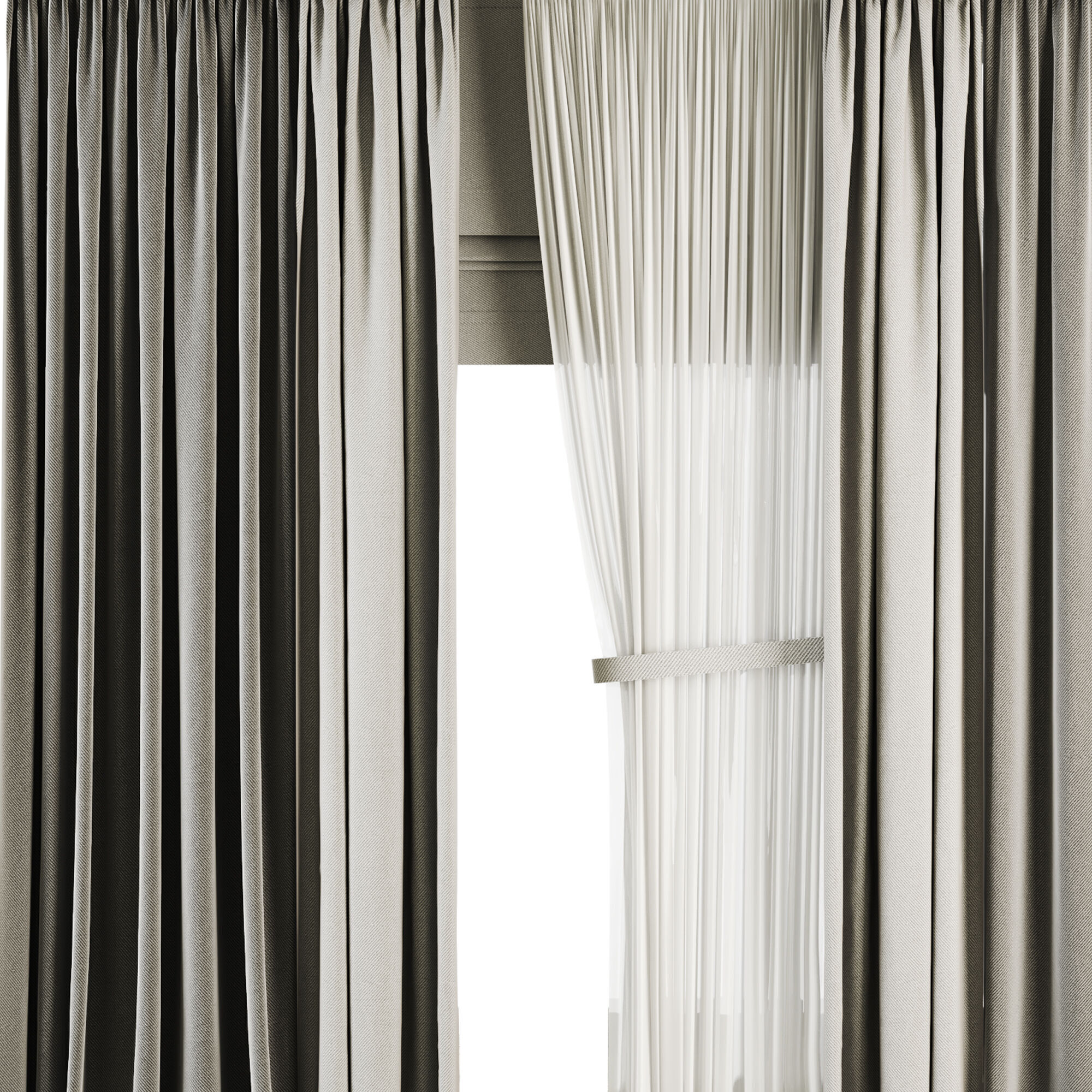 Silk and Cotton Curtain Low-poly 3D model_2