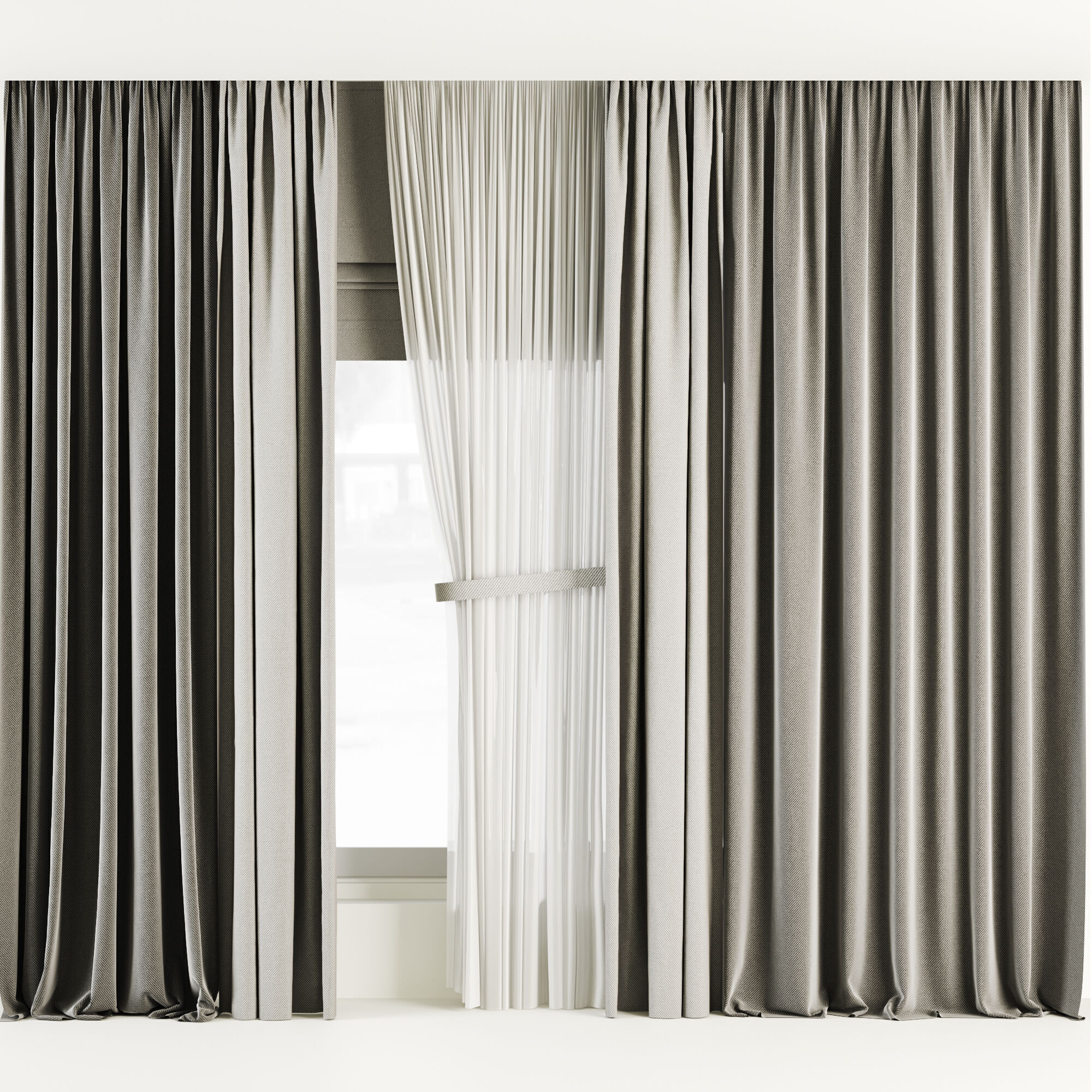 Silk and Cotton Curtain Low-poly 3D model_3