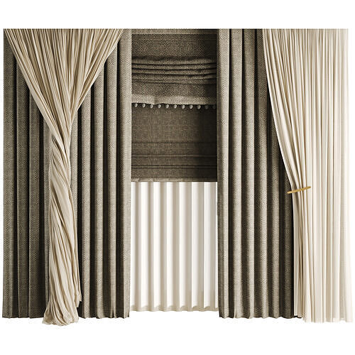 Silk and Cotton Curtain Low-poly 3D model