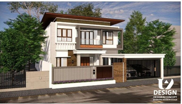 Modern Two-Story House Design with Private Swimming Pool 3D print model_3