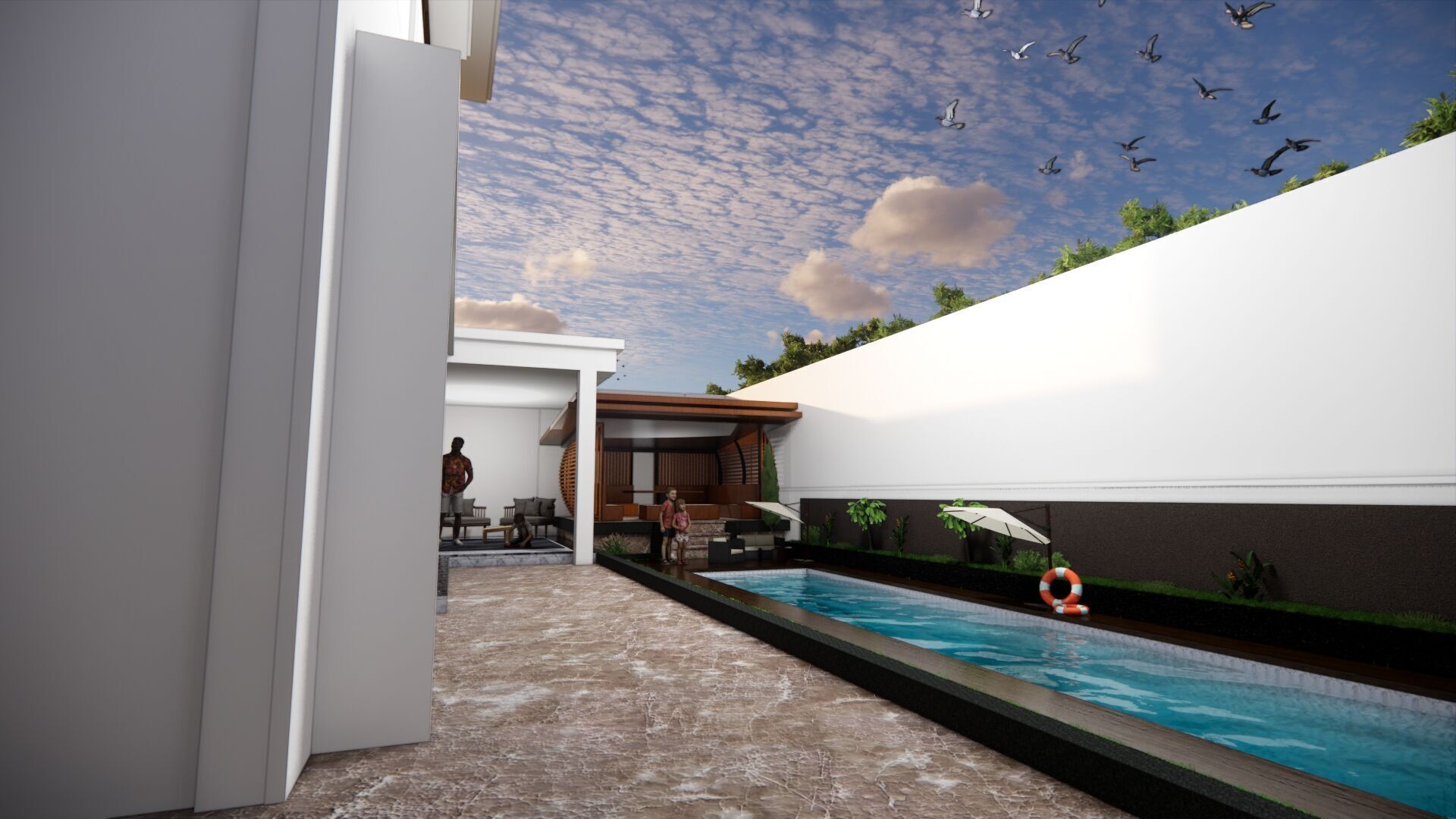 Modern Two-Story House Design with Private Swimming Pool 3D print model_13