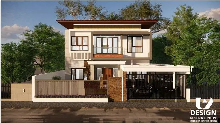 Modern Two-Story House Design with Private Swimming Pool 3D print model_0