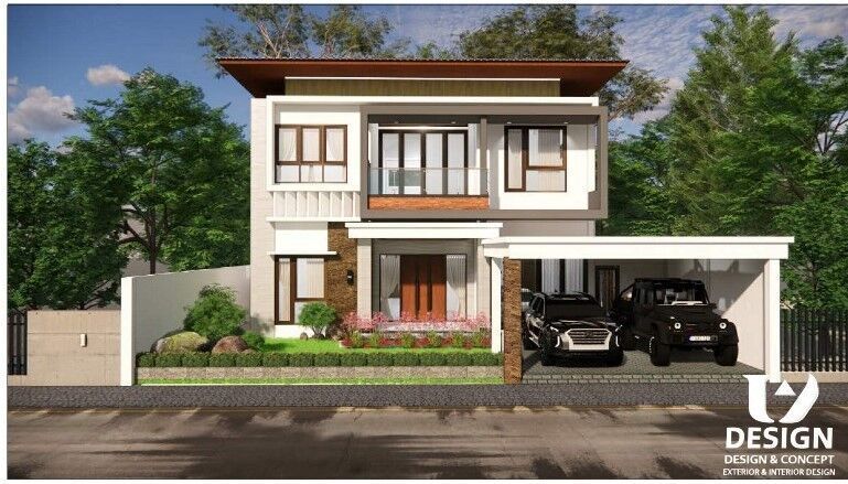 Modern Two-Story House Design with Private Swimming Pool 3D print model_2