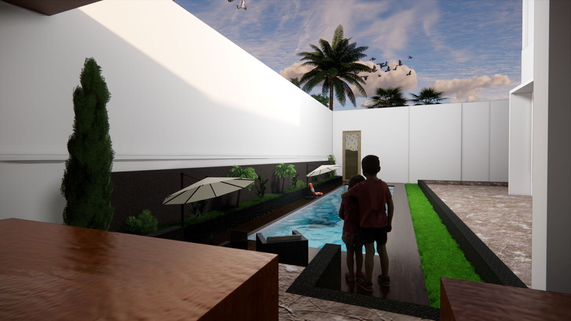 Modern Two-Story House Design with Private Swimming Pool 3D print model_16