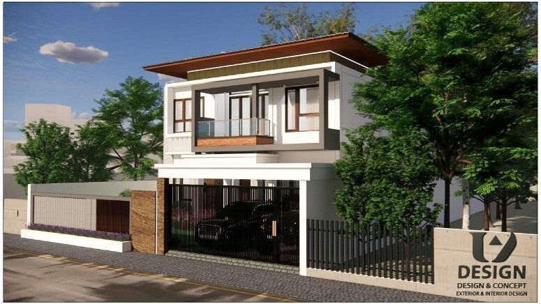 Modern Two-Story House Design with Private Swimming Pool 3D print model_1