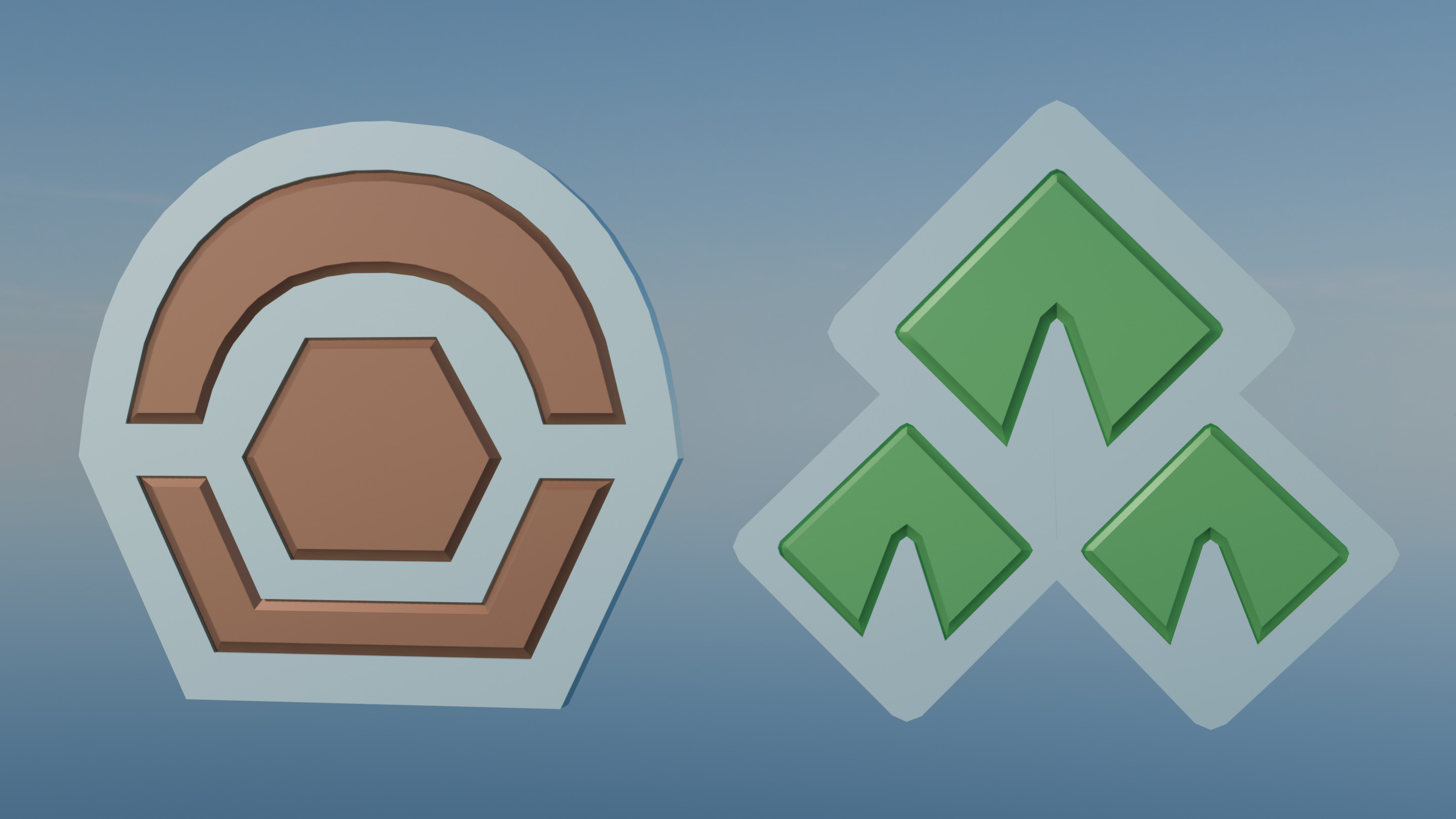 Pokemon Sinnoh Gym Badges Low-poly 3D model_1
