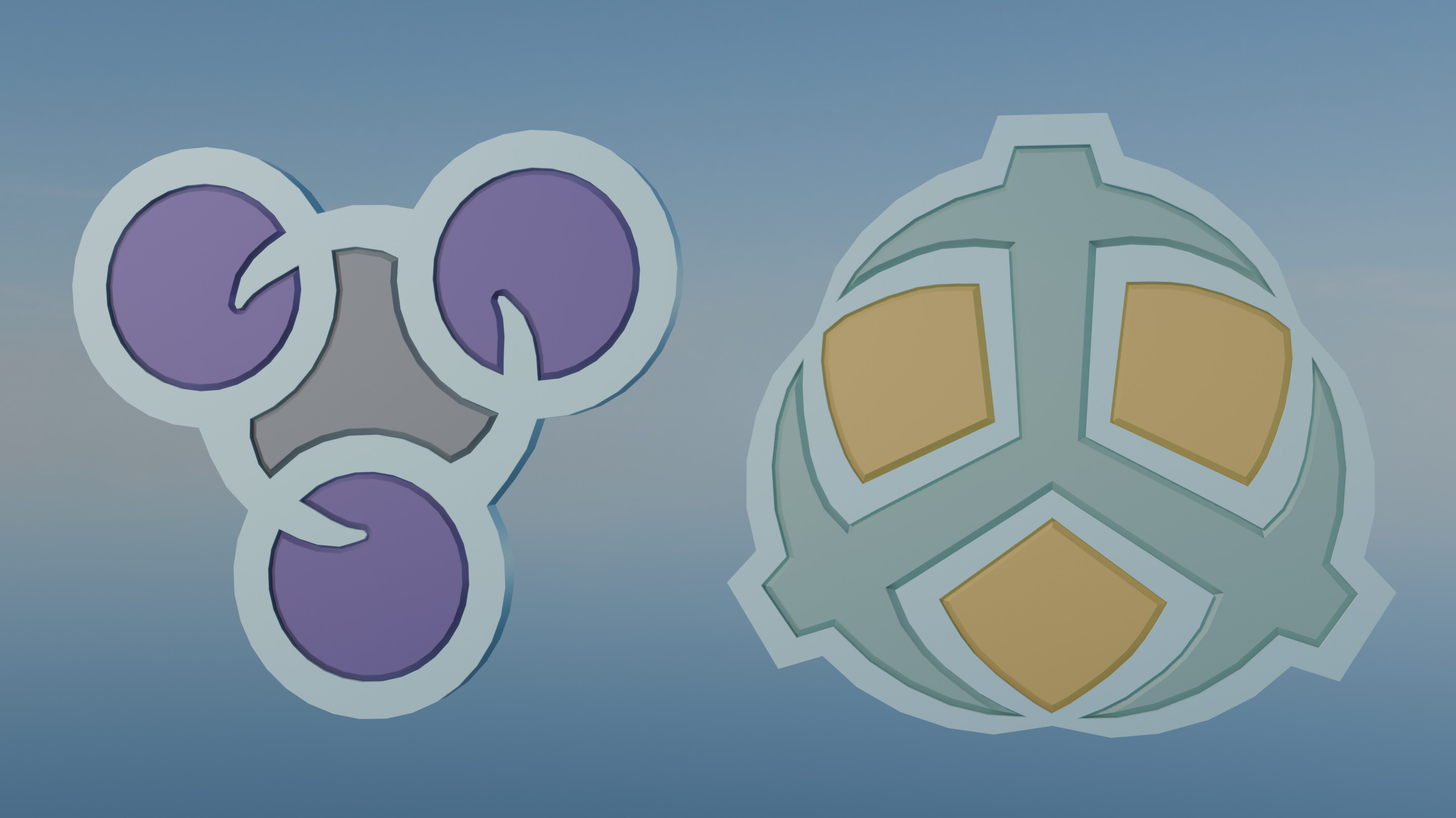 Pokemon Sinnoh Gym Badges Low-poly 3D model_13