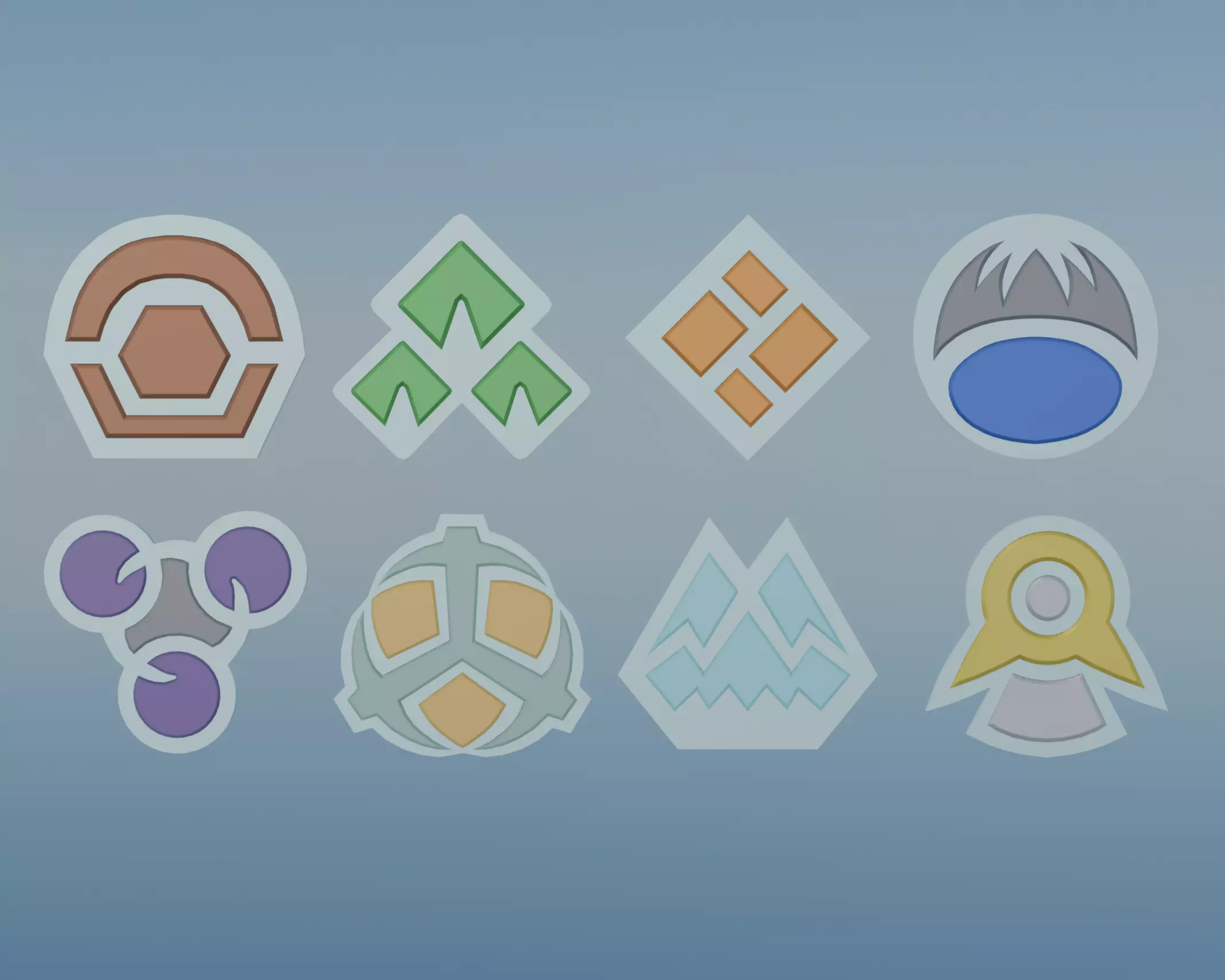 Pokemon Sinnoh Gym Badges Low-poly 3D model_0