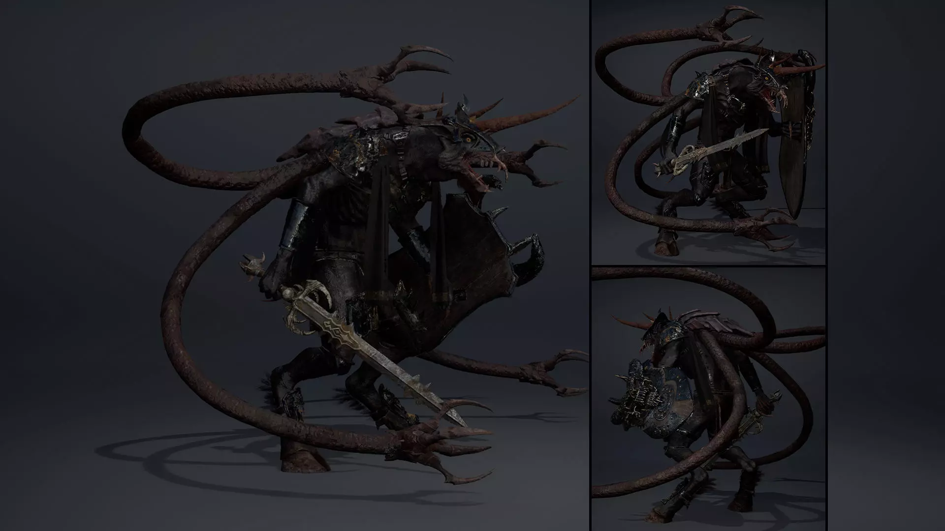 Ashen Swordman Tentacle Low-poly 3D model