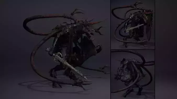 Ashen Swordman Tentacle Low-poly 3D model