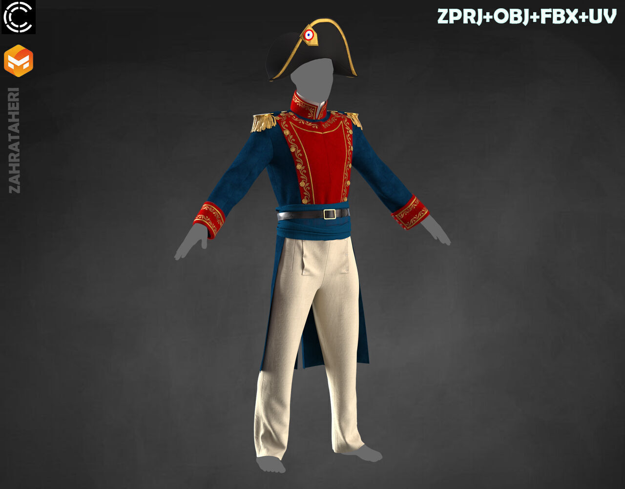 MENS MILITARY UNIFORM 3D model_10